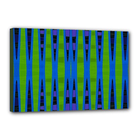 Blue Green Geometric Canvas 18  X 12 