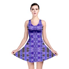 Blue Black Geometric Pattern Reversible Skater Dress