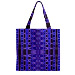 Blue Black Geometric Pattern Zipper Grocery Tote Bag