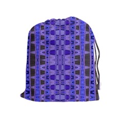 Blue Black Geometric Pattern Drawstring Pouches (extra Large)