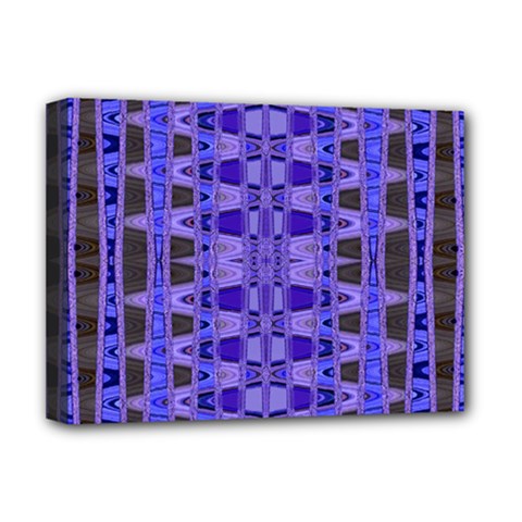 Blue Black Geometric Pattern Deluxe Canvas 16  X 12  