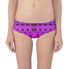 Bright Pink Black Geometric Pattern Classic Bikini Bottoms