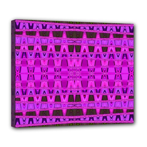 Bright Pink Black Geometric Pattern Deluxe Canvas 24  X 20  