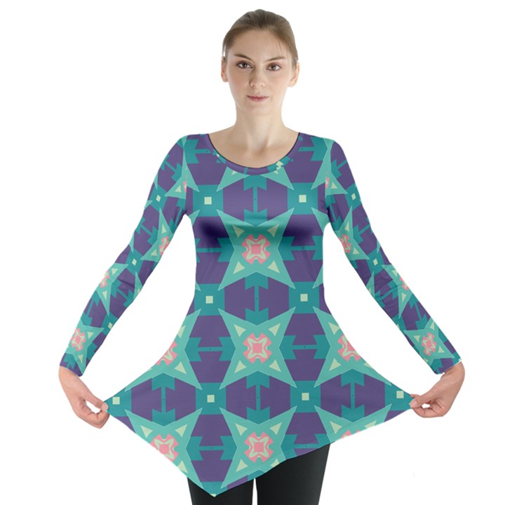 Blue stars pattern                  Long Sleeve Tunic