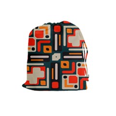 Shapes In Retro Colors Texture                   Drawstring Pouch by LalyLauraFLM