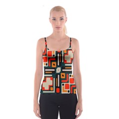 Shapes In Retro Colors Texture                   Spaghetti Strap Top by LalyLauraFLM