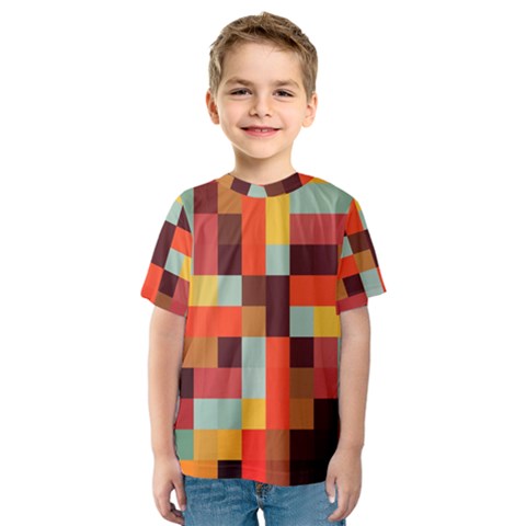 Tiled Colorful Background Kid s Sport Mesh Tee by TastefulDesigns