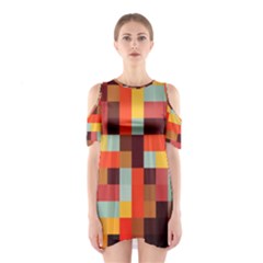 Tiled Colorful Background Cutout Shoulder Dress by TastefulDesigns