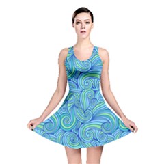 Abstract Blue Wave Pattern Reversible Skater Dress by TastefulDesigns