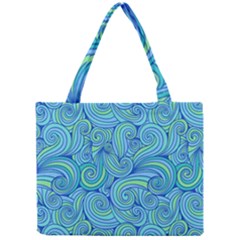 Abstract Blue Wave Pattern Mini Tote Bag by TastefulDesigns