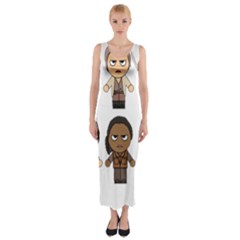 The Walking Dead   Main Characters Chibi   Amc Walking Dead   Manga Dead Fitted Maxi Dress