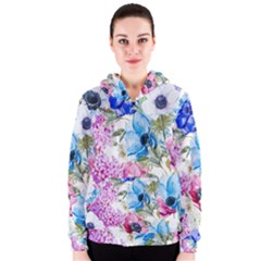 Watercolor Spring Flowers Women s Zipper Hoodie by TastefulDesigns