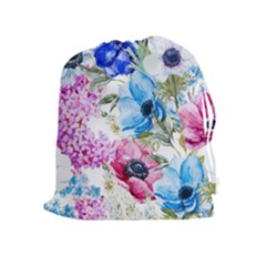 Watercolor Spring Flowers Drawstring Pouches (extra Large)