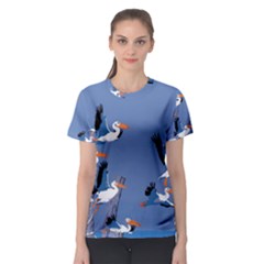 Abstract Pelicans Seascape Tropical Pop Art Women s Sport Mesh Tee