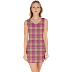 Pink Plaid Pattern Sleeveless Bodycon Dress by TastefulDesigns