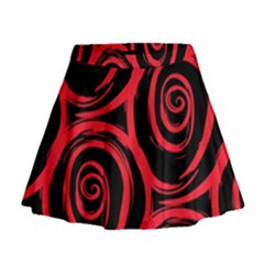 Abtract  Red Roses Pattern Mini Flare Skirt