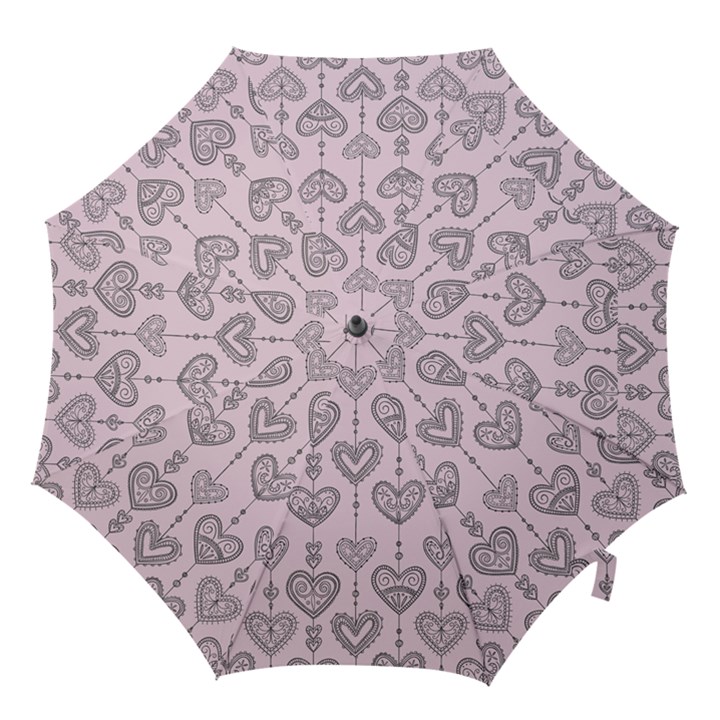 Sketches Ornamental Hearts Pattern Hook Handle Umbrellas (Large)