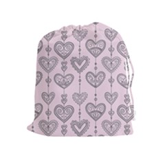 Sketches Ornamental Hearts Pattern Drawstring Pouches (extra Large)