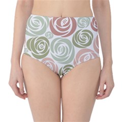  Retro Elegant Floral Pattern High-waist Bikini Bottoms by TastefulDesigns