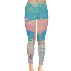 Two Pink Flamingos Pop Art Leggings 