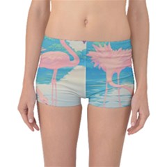 Two Pink Flamingos Pop Art Boyleg Bikini Bottoms by WaltCurleeArt