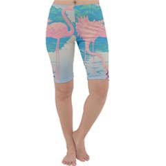 Two Pink Flamingos Pop Art Cropped Leggings 