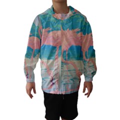 Two Pink Flamingos Pop Art Hooded Wind Breaker (Kids)