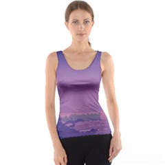 Abstract Tropical Birds Purple Sunset  Tank Top by WaltCurleeArt