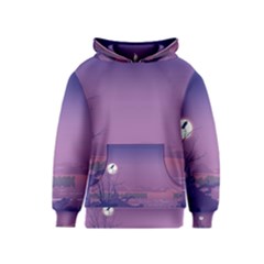 Abstract Tropical Birds Purple Sunset  Kids  Pullover Hoodie