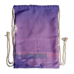 Abstract Tropical Birds Purple Sunset  Drawstring Bag (large) by WaltCurleeArt