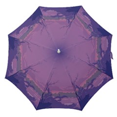 Abstract Tropical Birds Purple Sunset Straight Umbrellas