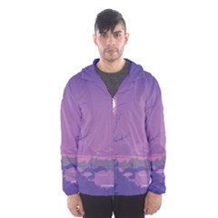 Abstract Tropical Birds Purple Sunset Hooded Wind Breaker (men) by WaltCurleeArt