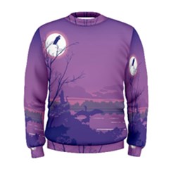 Abstract Tropical Birds Purple Sunset Men s Sweatshirt by WaltCurleeArt