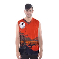 Tropical Birds Orange Sunset Landscape Men s Basketball Tank Top by WaltCurleeArt