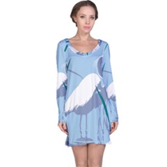 Egret Long Sleeve Nightdress by WaltCurleeArt