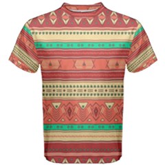 Hand Drawn Ethnic Shapes Pattern Men s Cotton Tee