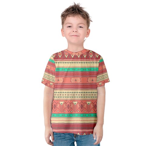 Hand Drawn Ethnic Shapes Pattern Kid s Cotton Tee by TastefulDesigns