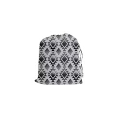 Hand Painted Black Ethnic Pattern Drawstring Pouches (xs) 