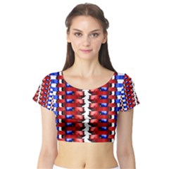 The Patriotic Flag Short Sleeve Crop Top (tight Fit) by SugaPlumsEmporium