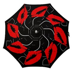 Greetings From Dubai  Red Lipstick Kiss Black Postcard Uae United Arab Emirates Straight Umbrellas by yoursparklingshop