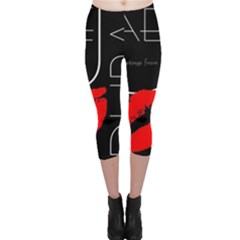 Greetings From Dubai  Red Lipstick Kiss Black Postcard Uae United Arab Emirates Capri Leggings  by yoursparklingshop