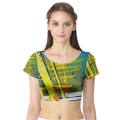 Pretty In Yellow Short Sleeve Crop Top (tight Fit)