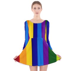 Rainbow Painting On Wood Long Sleeve Velvet Skater Dress by StuffOrSomething