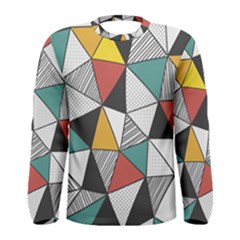 Colorful Geometric Triangles Pattern  Men s Long Sleeve Tee