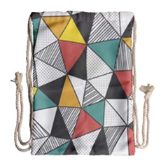 Colorful Geometric Triangles Pattern  Drawstring Bag (large) by TastefulDesigns