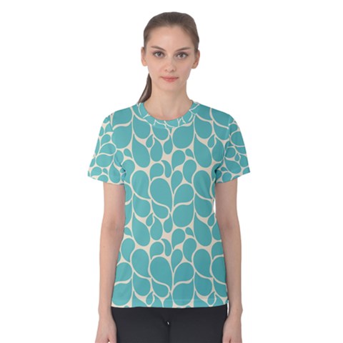 Blue Abstract Water Drops Pattern Women s Cotton Tee by TastefulDesigns