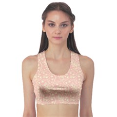 Girly Pink Leaves And Swirls Ornamental Background Sports Bra