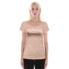 Girly Pink Leaves And Swirls Ornamental Background Women s Cap Sleeve Top