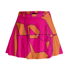 Funny Hot Pink Orange Kids Art Mini Flare Skirt