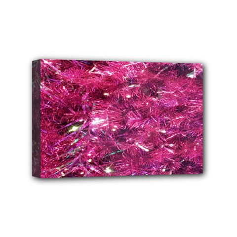 Festive Hot Pink Glitter Merry Christmas Tree  Mini Canvas 6  X 4  by yoursparklingshop